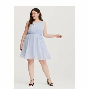 DISNEY CINDERELLA BLUE CHIFFON PLEATED SKATER DRESS